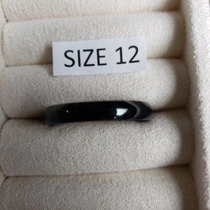 Black Plated Domed 4mm Band Ring Size 12